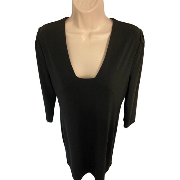 Boston Proper Size Medium Black Heavy Non Wrinkle Dress Stretch Polyester Blend - Picture 2 of 6